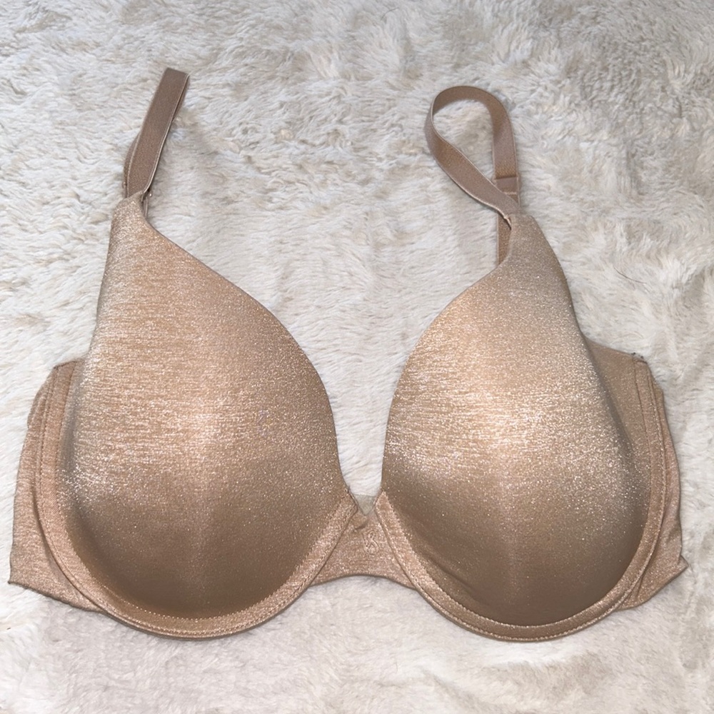 34DD Victoria’s Secret uplift semi Demi tan heathered bra